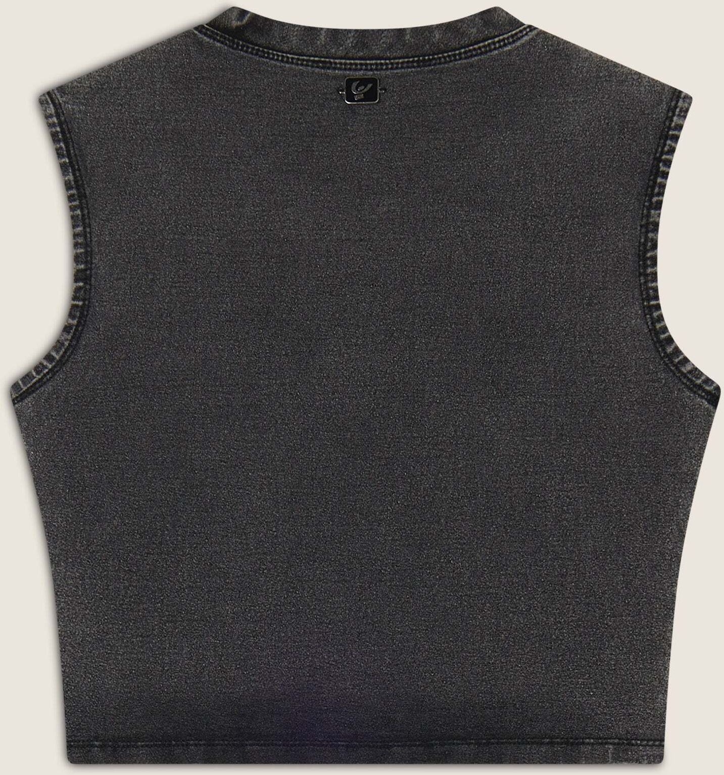 Kurzarmshirt FREDDY "TOP S25WTWT16", Damen, Gr. M, grau (skyline denim grau, seam schwarz), Obermaterial: 84% Baumwolle CO. 16% Elasthan EL., Shirts Kurzarmshirt skyline denim grau, seam schwarz M