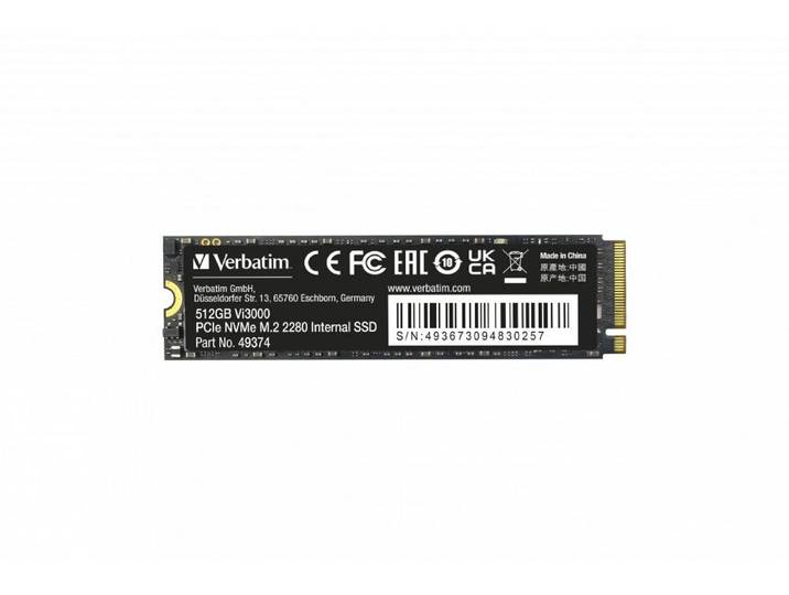 Verbatim Vi3000 - SSD 512GB - PCIe 3.0 NVMe M.2 2280 - 3300MB/s (R) 2500MB/s (W)