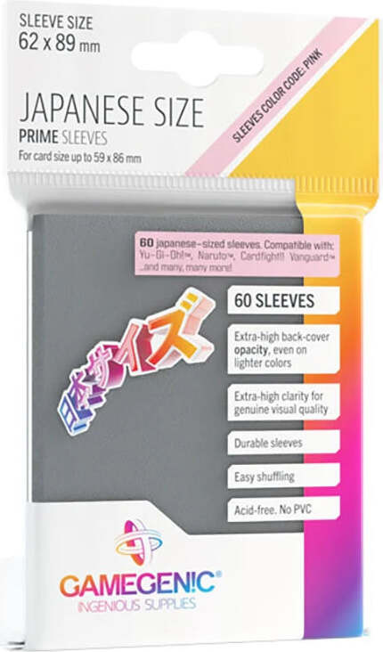 Gamegenic PRIME kaarthulzen Japans formaat donkergrijs 60 stuks