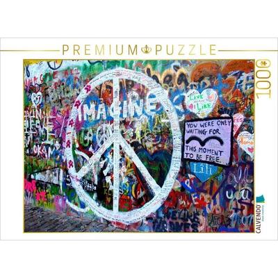 CALVENDO Puzzle PRAG... wo der Frieden seine Mauer hat | 1000 Teile Lege-Größe 64x48cm Foto-Puzzle für glückliche Stunden
