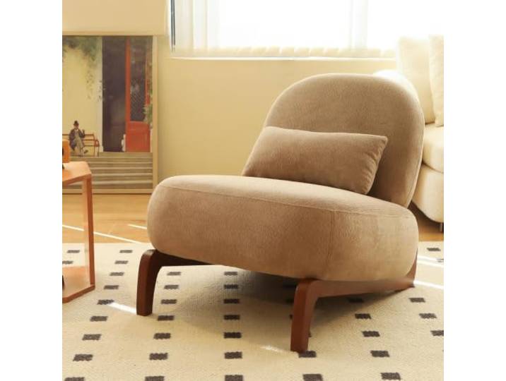 Loungesessel Aus Samt für Wohnzimmer, Armlehnenlos Samt-Wohnzimmerstuhl mit weichem Kissen