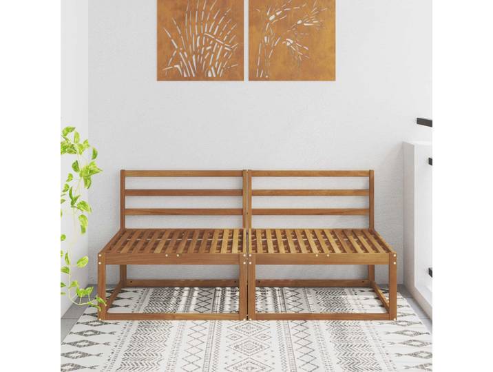vidaXL 2 Stück Outdoor Mittelsofa Natur 158 x 83 x 73 cm
