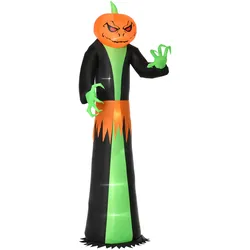 AUFBLASBAR Kürbis Halloween Dekoration Selbstaufblasend Schreck Gespenst mit LED