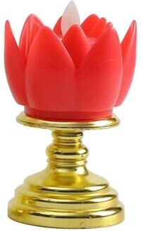 Uplift Treasures LED Lotus Prayer Candle Lamp Battery Operated Decorative Light red