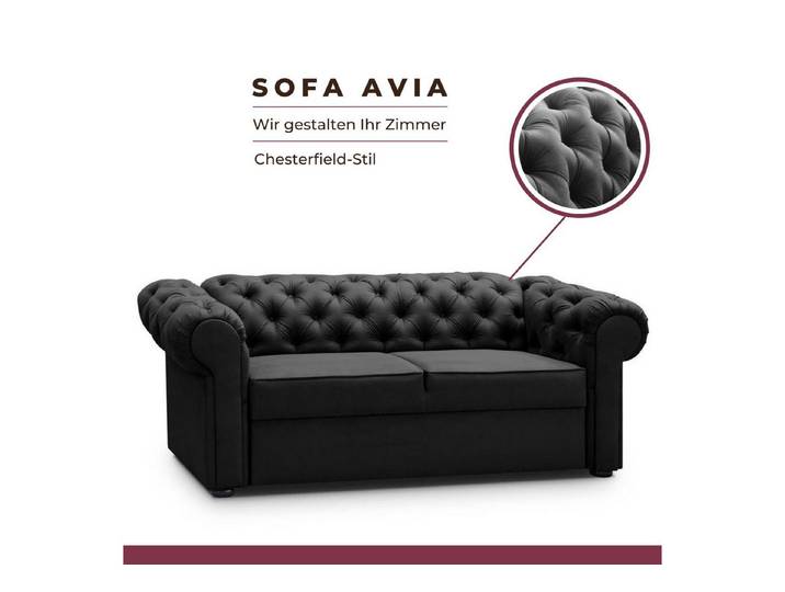 MOEBLO 2-Sitzer Sofa AVIA, Chesterfield Couch Polstermöbel Sitzmöbel Wohnzimmermöbel 2-Sitzer-Sofa Stoffsofa, BxHxT:202x82x92 cm