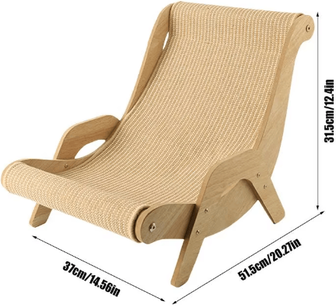 Inspire Picks Sisal Cat Scratch Lounge Chair Wooden Scratcher & Relaxing Play Chair For Cats sisal Cat Chair l