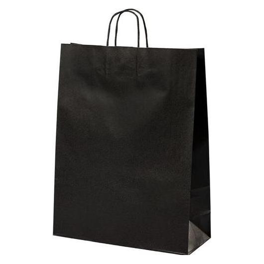 Mailmedia Papier-Tragetasche mit Kordel 15.7 Liter schwarz Masse B 320 x T 120 H 410 mm (30108527)