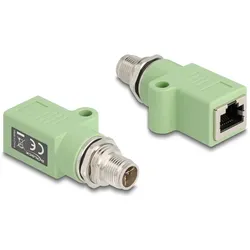 DELOCK M12 Adapter X-kodiert 8 Pin St zu RJ45 Bu gerade grün