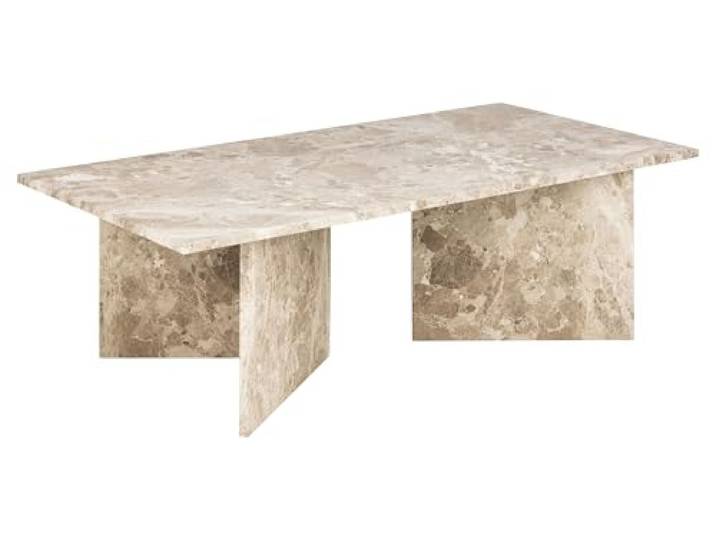 möbelando Couchtisch >Vega< in Braun, Marmor - 140x42x70cm (BxHxT)