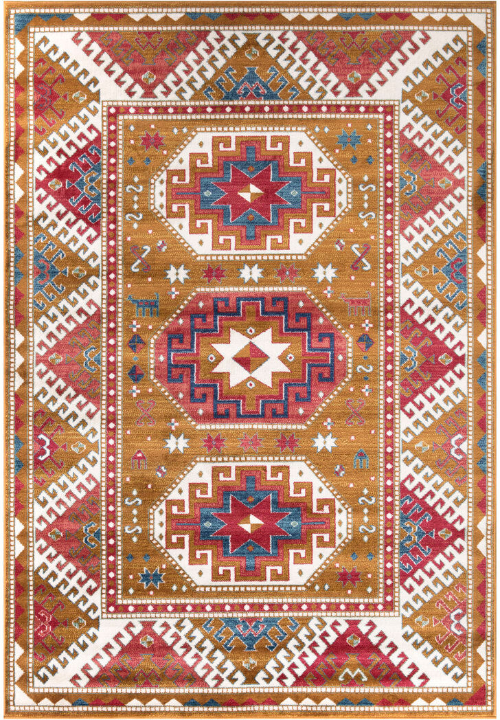 Latitude Vive Bohi Oriental Indoor / Outdoor Area Rug Mustard Rectangle 160 x 230cm
