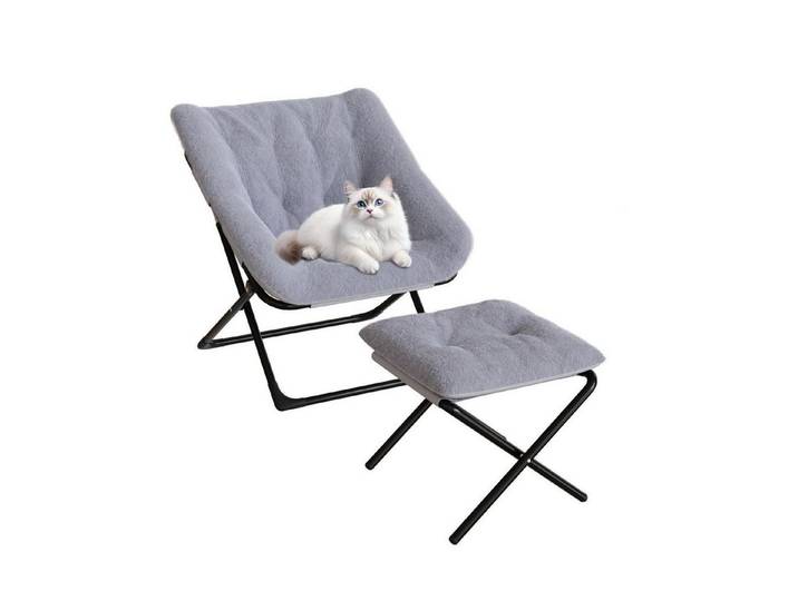LuxusKollektion Relaxsessel Sessel klappbar Lesesessel Fußhocker Erwachsene Wohnheim Grau