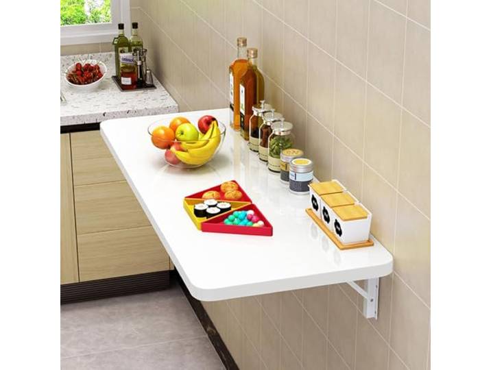 Wandklapptisch, Platzsparendes, Abklappbares Wandpult, Belastbarer Wandtisch (bis 50 Kg) Für Küche, Waschküche & Büro, Verschiedene Größen (Weiß) 60 * 50cm/23.6 * 19.7in