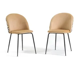 RATTATAN Set aus 2 Innenstühlen aus dekorativem Samt mit Metallbeinen, elegantes Design für Küche, Esszimmer,Restaurant – Sara – Leopardenmuster/Dunkelgrau