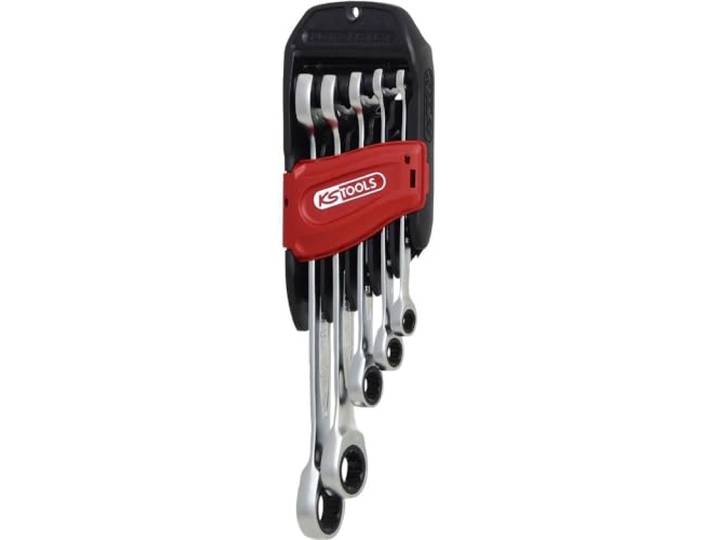 KS Tools 503.5205 Juego de llaves combinadas de carraca DUO GEARplus con DUO GEARplus Clé mixtes à cliquet avec système de cliquet dans la fourche\, 5 pcs.\, chrome vanadium