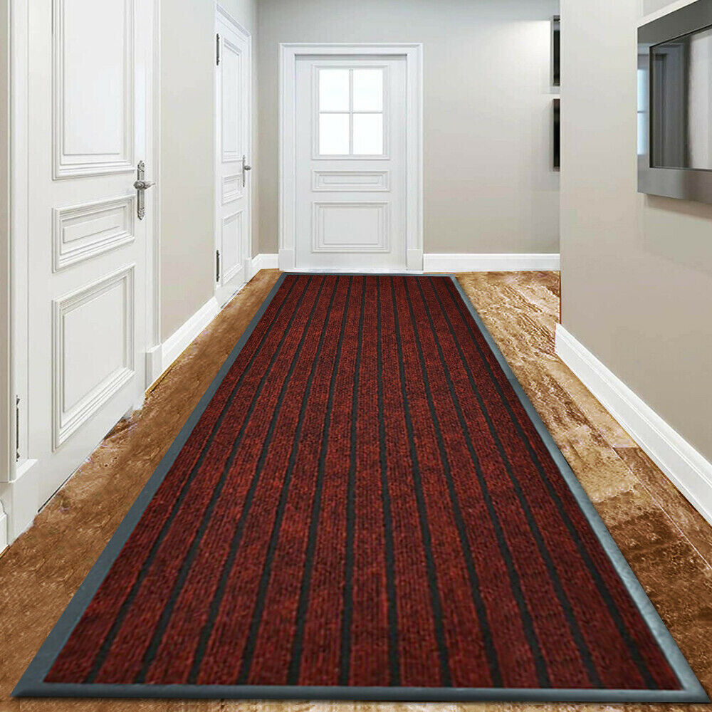 Symple Stuff Heavy Duty Dirt Trapper Door Mat & Hallway Runner – Non-Slip Indoor Outdoor Washable Rubber Backed Entrance Mat Red Runner 80 x 300cm