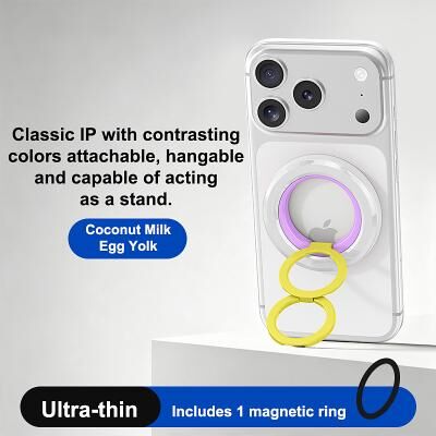 LightInthebox Colorful Magnetic Phone Ring Holder, Dual Ring Foldable Phone Grip Stand, Strong Magnetic Multi-Angle Finger Holder, Fidget Stress Relief Phone Accessory, MagSafe Compatible for iPhone 12 and Above,