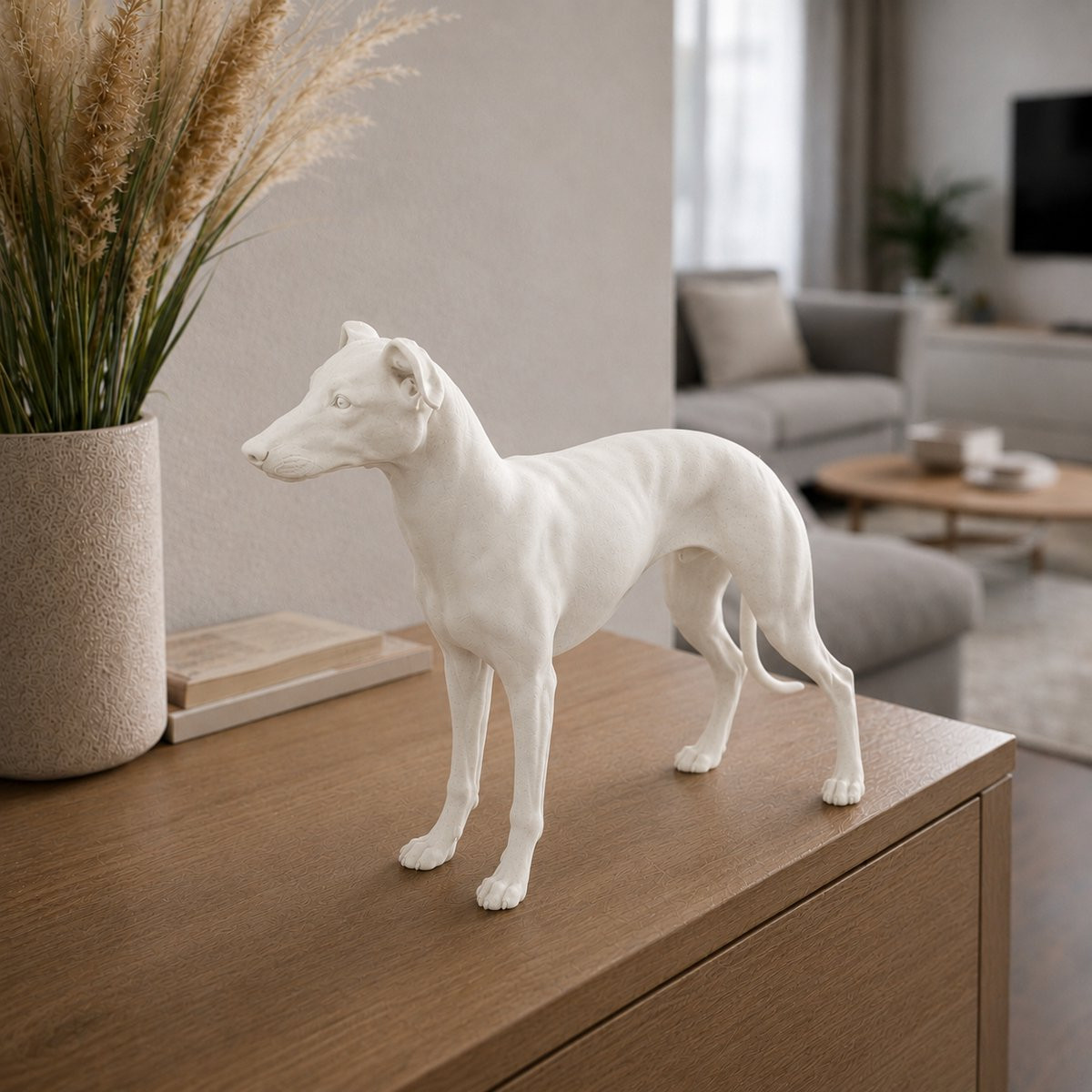 Decoratief Windhond Hondenbeeldje - Wit - 3D geprint