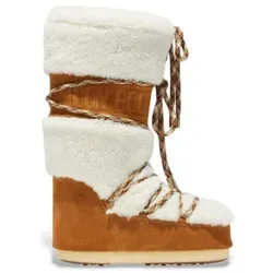 Moon Boot für Damen. 80D1402610 Lederstiefel LAB69 Creme mit braunem Schafsfell (35/38), Schnürsenkel, Lässig, Schnee