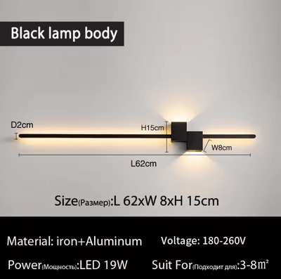 Inspire Curations Modern Black Gold LED Wall Sconce black 62cm warm Light