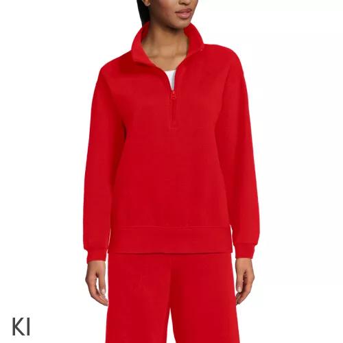 Serious Sweats Pullover mit Reißverschluss, Damen, size: regular, Rot, Baumwoll-Mischung/Polyester-Mischung, by Lands' End