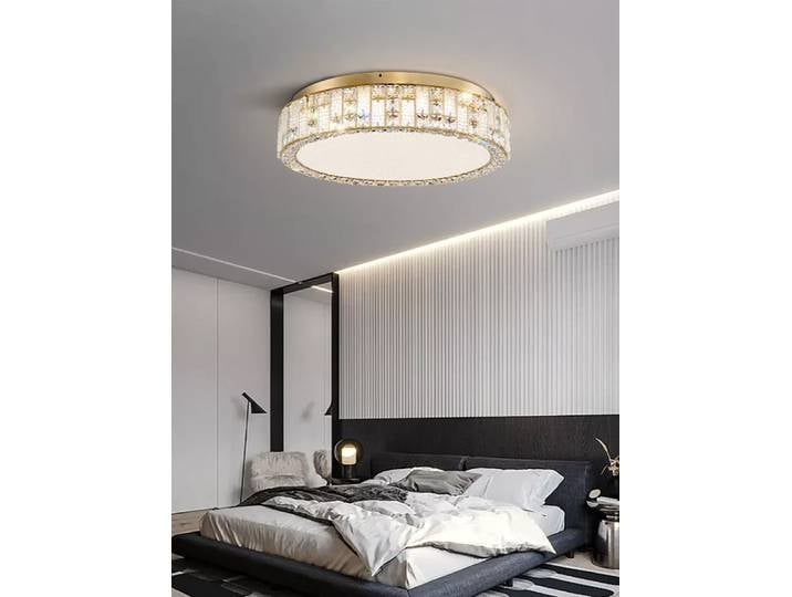 Moderne luxe Led Cristal plafonnier or salon chambre décoration plafond monté luminaire Cristal Lamparas