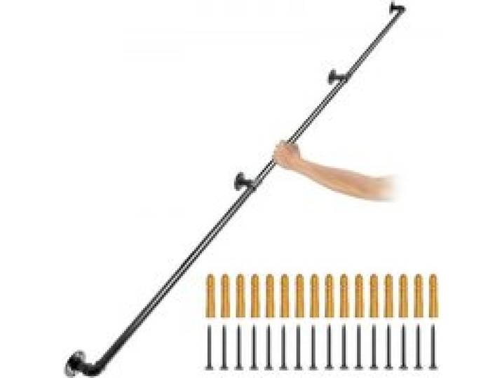 VEVOR 3x Retro Wasserrohr Handlauf 330cm Vintage Wandhalterung Treppe Kohlenstoffstahl 4x Wandhalterungen Handlauf Rustikal 200kg Tragfähigkeit Geeignet für Handläufe im Innen-und Außenbereich