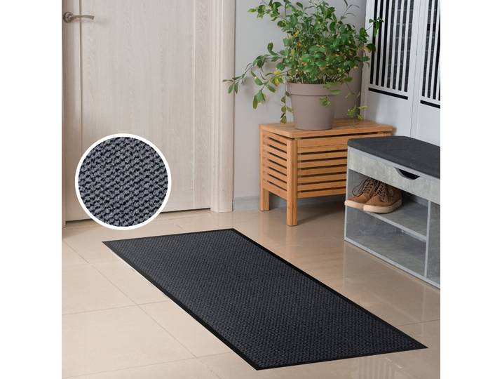 Fussmatte GOODPRODUCT Tarron, Schmutzfangmatte Indoor, für Hausflur und Eingangsbereiche , grau (anthrazit), B:60cm H:5mm L:180cm, Kunstfaser, Teppiche, Fussmatte, Eingangsmatte, rutschfeste Unterseite, meliert