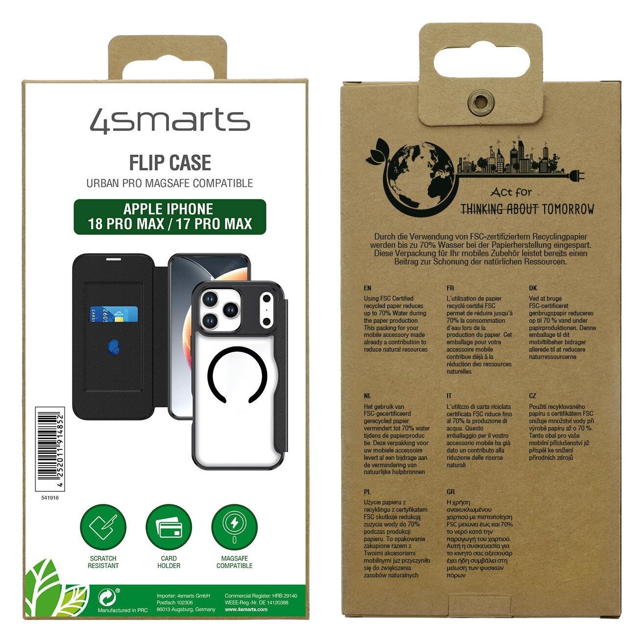 4smarts Urban Pro Flipcase Apple iPhone 18 Pro Max / 17 Pro Max MagSafe (Apple iPhone 17 Pro Max, Apple iPhone 18 Pro Max) (4S541916)