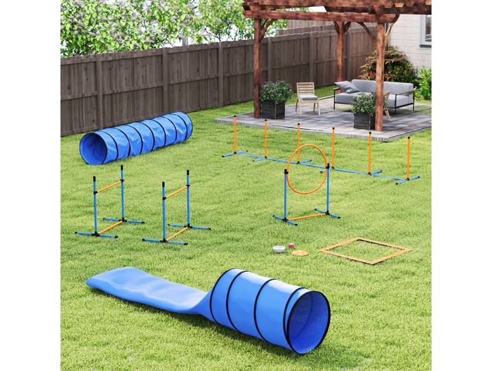 PawHut Agility Set Chiens 11 Pièces avec Tunnels & Obstacles