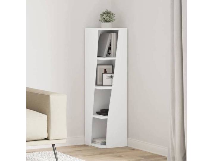 (ON SALE) Meuble d'angle/Buffet bahut - Armoire de rangement Blanc 27 5x27x102cm Bois d'ingénierie @FR6949558