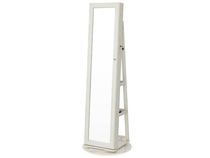 Armoire à bijoux avec miroir à miroir rotative blanc