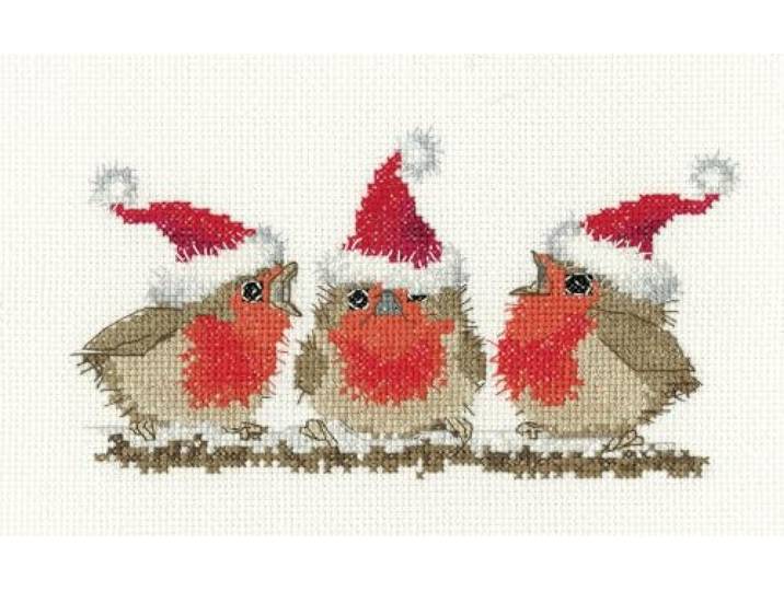 Heritage Crafts Kruissteek Kit - Feestelijke Robins - Aida