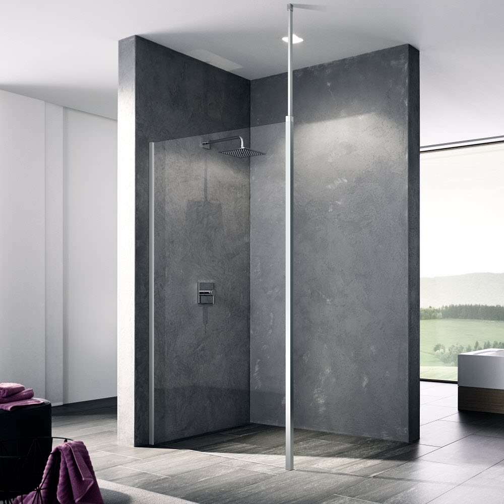 Kermi Walk-In XB Wall mit variabler Stabilisierung 140 cm, Wandprofil links