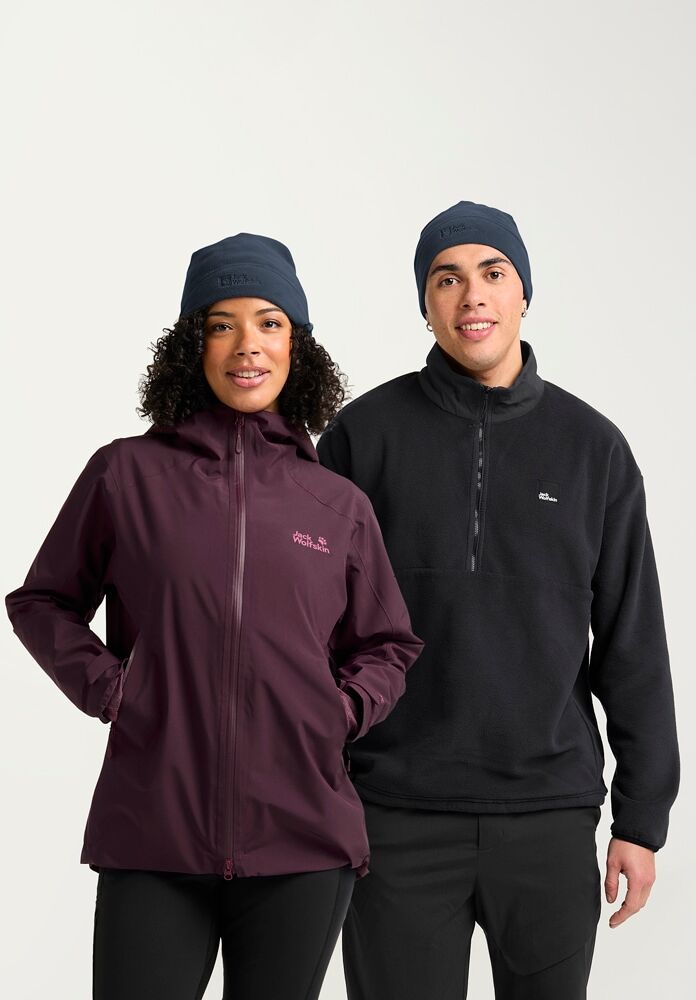 Beanie JACK WOLFSKIN "REAL STUFF BEANIE", Gr. onesize, blau (midnightsky), Polyester, Mützen Beanie midnightsky onesize