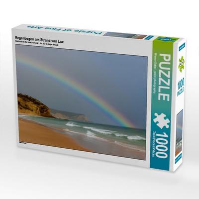 CALVENDO Puzzle Regenbogen am Strand von Luz | 1000 Teile Lege-Größe 64 × 48 cm Foto-Puzzle für glückliche Stunden