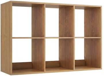Costway 6 Cube Bookshelf with Back Guardrail for Living Room Bedroom-Natural
