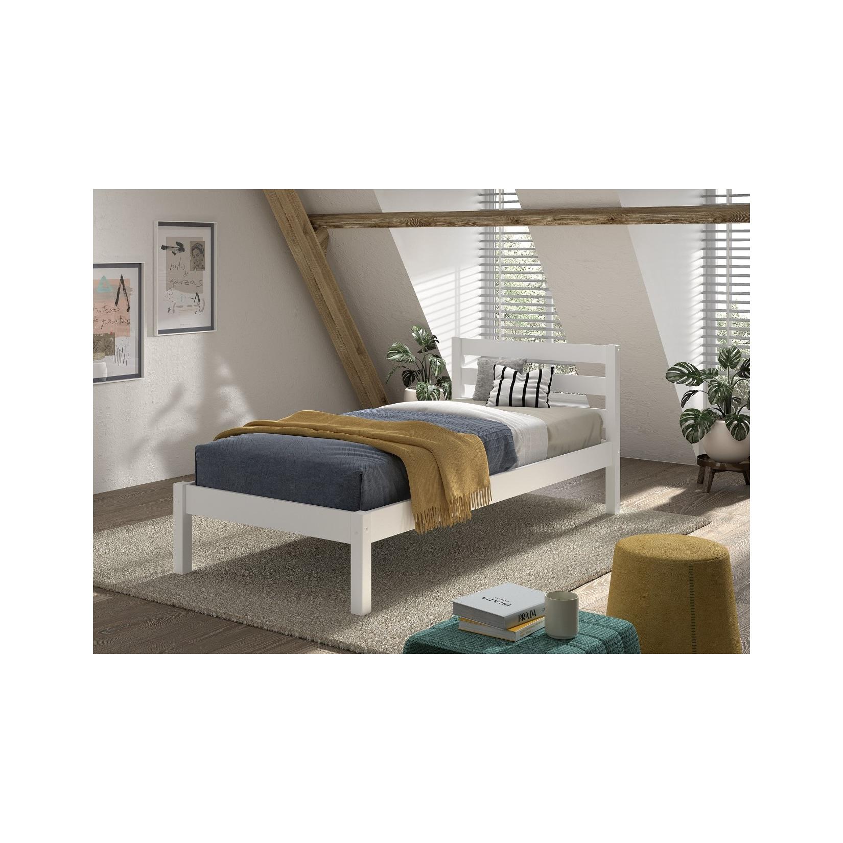 Einzelbett Pino mit Liegefläche 90x200 cm - Weiß lackiert