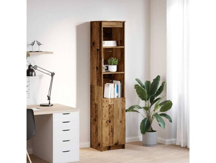 RJPLMFV Sideboard, hoch, 37,5 x 35 x 180 cm, Altholz Holzwerkstoff, wendbare Tür, Aufbewahrung für Wohnzimmer, Esszimmer