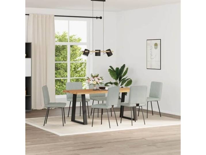HKLGBVCR 6 Esszimmerstühle, Hellgrau, Samt Weicher Samt, Rahmen aus Metall und Holz, dicker Schaumstoff, Esszimmer, Wohnzimmer, Gästezimmer