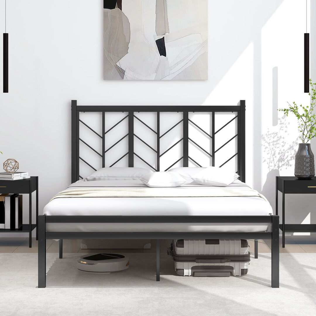 17 Stories Platform Bed Bed Frame Frame W/ Branch-Shaped Headboard Black Full / Double