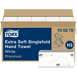 Tork | Zickzack-Handtücher extra weich Premium 100278 | H3 · weiß · 2-lagig | Karton | 15 Bündel à 200 Tücher (22,6 × 23 cm) | weiß