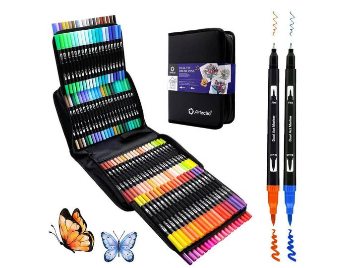 Filzstifte 120-teiliges Set mit Tragetasche, Mehrfarbig, Kunststoff, 21x7x28 cm, Dekoration, Malbedarf & Bastelbedarf
