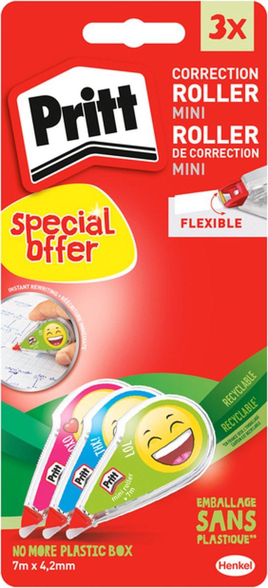 Pritt Mini Flex Correctietape Emoji 2+1, 10 stuks
