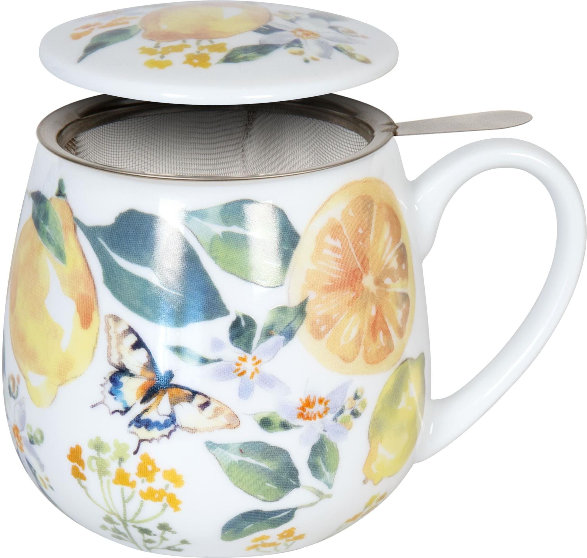 Tasse KÖNITZ "Fruity Tea Lemon", bunt, H:9cm Ø:8,2cm, Porzellan, Trinkgefässe, Tasse bunt Ø 8,2cm x 9cm, 420ml, 1 Stk.