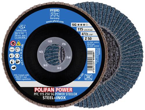 PFERD TOOLS 67785116 Fächerschleifscheibe Durchmesser 115mm Körnung (num)=50 10St.