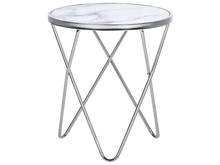BEISTELLTISCH Marmor Optik weiß/silber 50 cm Meridian