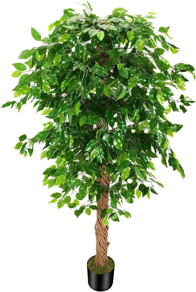 Kunstboom Ficus Groen - Onderhoudsvrije Zijdeplant voor Decoratie - Hoogte: 182 cm