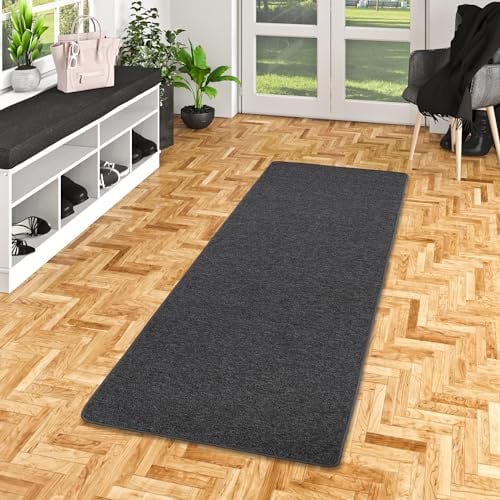 Strong Velour Tapijtloop - Zwart Grijs - Polypropyleen