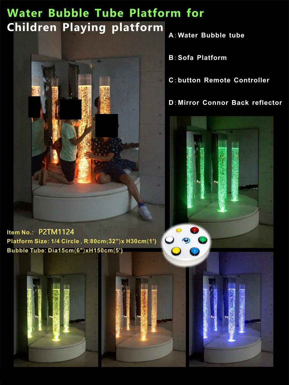 Wasser Säule 150cm Wasser Spiel Wohnzimmer Deko Dekoration Steh Lampe Wasserwand
