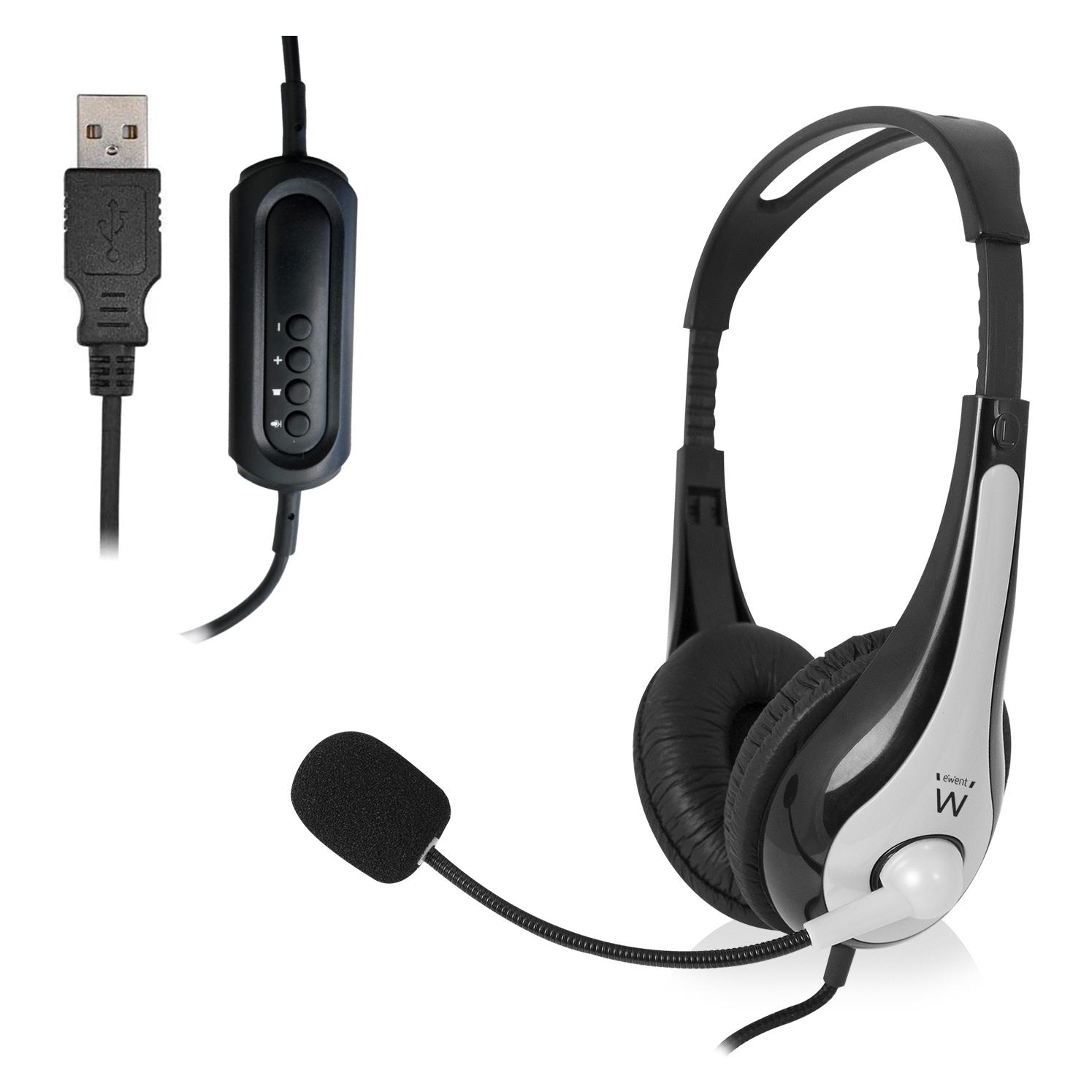 Ewent EW3565 Kopfhörer & Headset Kopfband USB Typ-A Schwarz (Kabelgebunden) (EW3565)